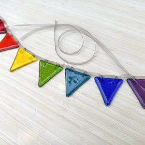Fused glass rainbow bunting