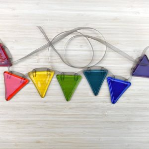 Fused glass rainbow bunting