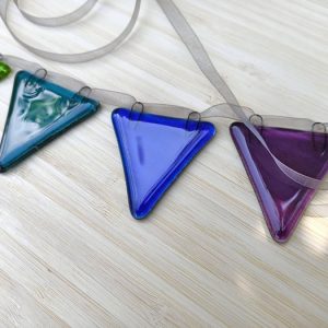 Fused glass rainbow bunting